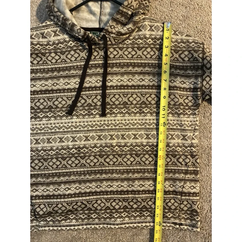 Lauren Ralph Lauren Active Fair Isle Fleece Hoodie Brown Cream Plus Size 1X